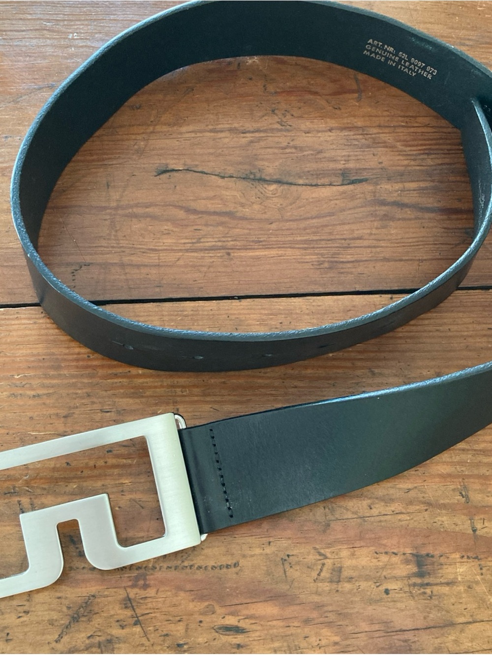 J.Lindeberg Black Belt with Silver Logo Print